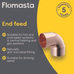Flomasta  Copper End Feed Equal 90° Street Elbows 15mm 2 Pack