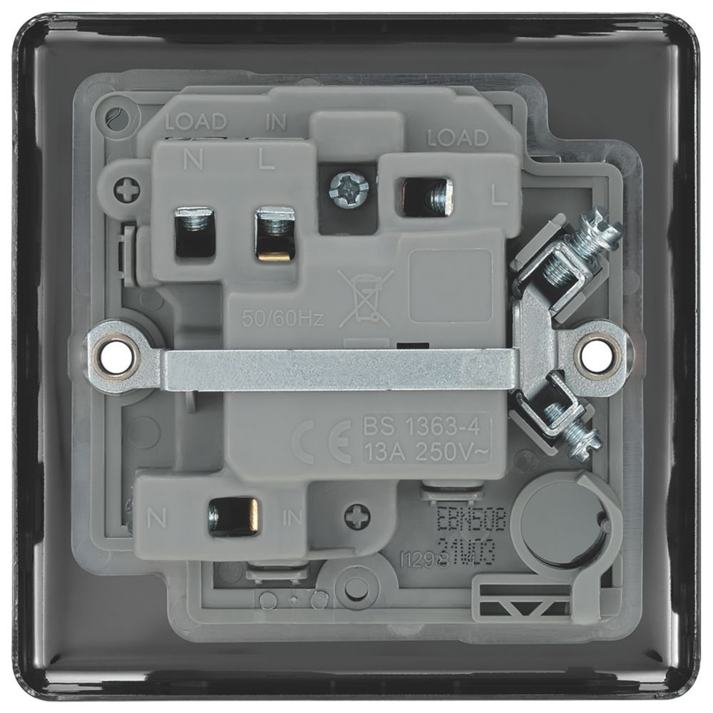 LAP 13A Switched Fused Spur Black Nickel with Black Inserts - Screwfix