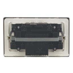 LAP  13A 2-Gang DP Switched Socket + 2.1A  2-Outlet Type A USB Charger Polished Chrome with White Inserts