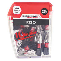 Milwaukee Shockwave ¼" Straight Shank PZ2 Screwdriver Bits 25 Pack
