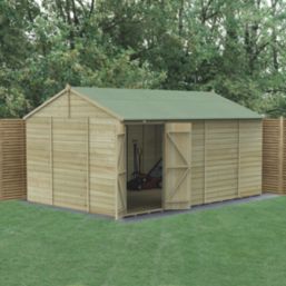 Forest Beckwood 14' 6" x 10' (Nominal) Reverse Apex Shiplap Timber Shed with Base