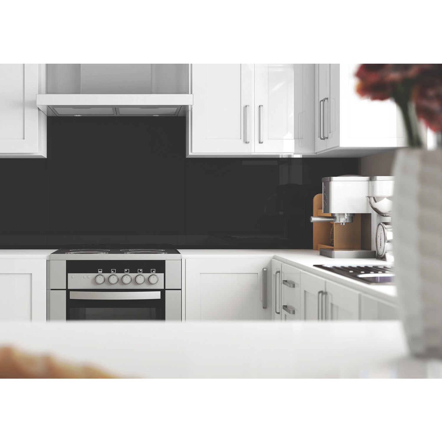 Splashwall Jet Black Acrylic Matt Splashback 2440mm x 600mm x 4mm (582RJ)