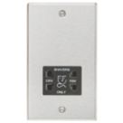 Knightsbridge  2-Gang Dual Voltage Shaver Socket 115 V / 230V Brushed Chrome with Black Inserts