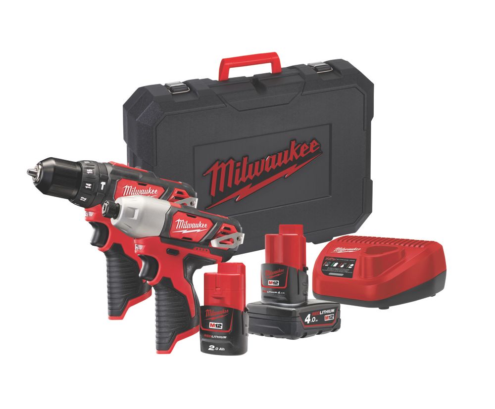 Milwaukee M12 BD-202C 12V 2 x 2.0Ah Li-Ion RedLithium Cordless Sub-Compact  Screwdriver - Screwfix