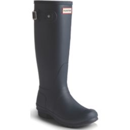 Hunter Original Tall Tartan Back Strap Size 3 Womens Black Non Safety Wellies