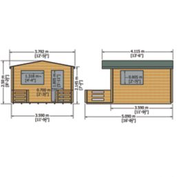 Shire Kinver 12' x 12' (Nominal) Apex Timber Log Cabin