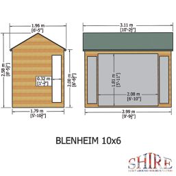 Shire Blenheim 10' x 6' (Nominal) Apex Shiplap T&G Timber Summerhouse