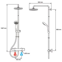 Mira Apt ERD Rear-Fed Exposed Chrome Thermostatic Diverter Shower