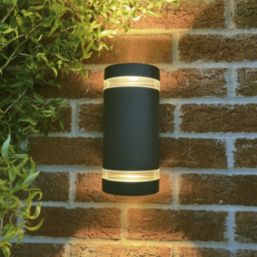 Lutec Focus Outdoor Wall Light With Photocell Dark Grey