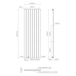 Flomasta  1800mm x 604mm 3468BTU Anthracite Vertical Designer Radiator