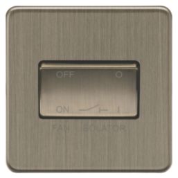 Knightsbridge Screwless 10AX 1-Gang TP Fan Isolator Switch Antique Brass