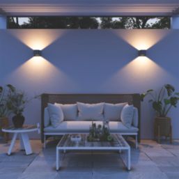 Calex Caserta Outdoor LED Solar Up & Down Wall Light Black 40lm