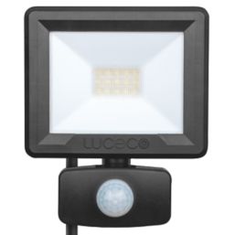 Luceco ECO Slimline Outdoor LED Floodlight With PIR Sensor Black 10W 800lm
