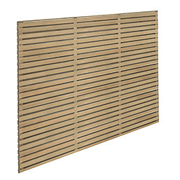 Forest  Double-Slatted  Garden Fence Panel Natural Timber 6' x 5' Pack of 4
