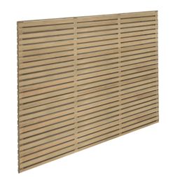Forest  Double-Slatted  Fence Panels Natural Timber 6' x 5' Pack of 4