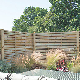 Forest  Double-Slatted  Garden Fence Panel Natural Timber 6' x 5' Pack of 4