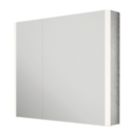 Light Tech Mirrors Boston 2-Door Illuminated Mirror Cabinet With 2300lm LED Light Black Matt 800mm x 130mm x 700mm + 2A 1-Outlet Type A USB Charger