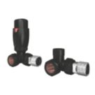 ETAL Danva 15mm x 1/2" Satin Black Corner Modern Thermostatic Radiator Valve & Lockshield