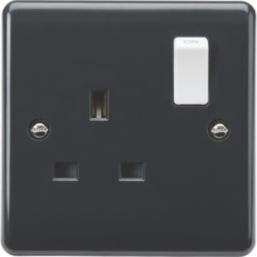 Knightsbridge Part M 13A 1-Gang DP Switched Plug Sockets Anthracite
