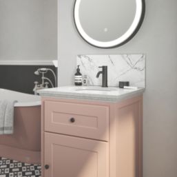 Splashback Carrara Self-Adhesive Bathroom Splashback Gloss Marble Grey  250mm x 600mm x 4mm