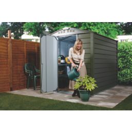 Trimetals Titan 640 6' 6" x 5' (Nominal) Apex Metal Shed Olive Green