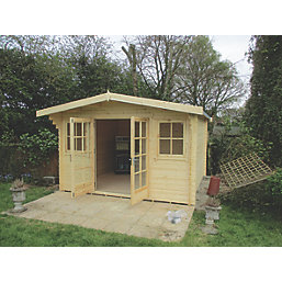 Shire Clipstone 1 12' x 12' (Nominal) Apex Timber Log Cabin with Assembly