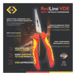 C.K RedLine VDE Straight Snipe Nose Pliers 6.9" (170mm)
