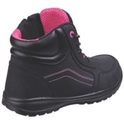 Amblers Lydia Metal Free Womens Lace & Zip Safety Boots Black / Pink Size 4