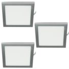 VEW Slim Square LED Cabinet Lights Silver 3W 150lm 3 Pack