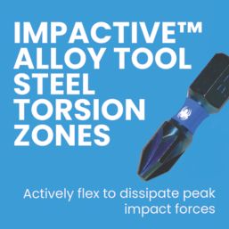 Spyder Mach-Blue 1/4" 25mm Hex Shank PZ2 Impact Driver Bits
 25 Pack