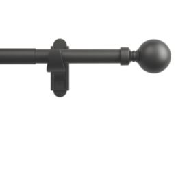 Rothley Matt Black Extendable Curtain Pole w/ Orb Finials 28mm x 165-300cm