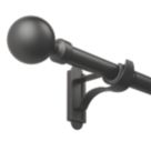 Rothley Matt Black Extendable Curtain Pole w/ Orb Finials 28mm x 165-300cm