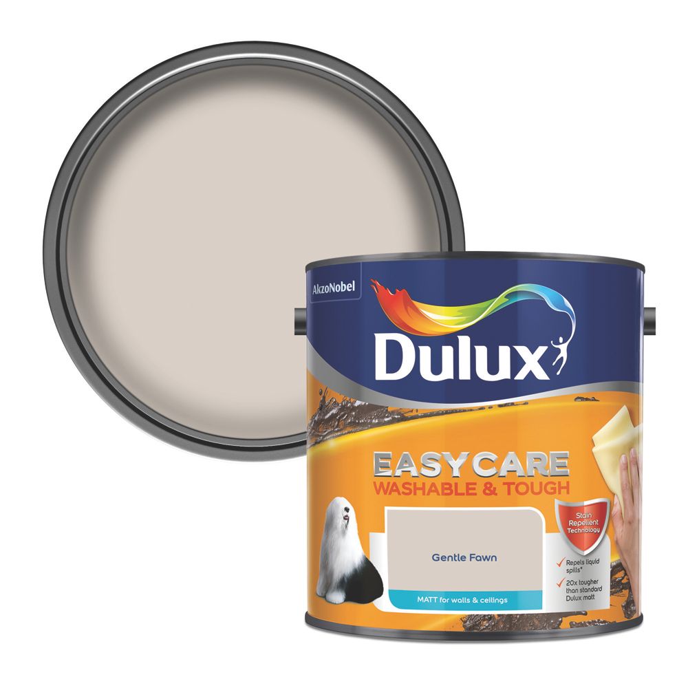 Dulux EasyCare Washable & Tough 2.5Ltr Gentle Fawn Matt Emulsion Paint ...