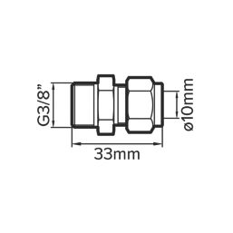 Flomasta  Brass Compression Adapting Male Coupler 10mm x 3/8"
