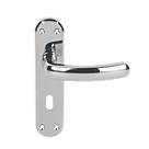 Serozzetta Shape Fire Rated Lever on Backplate Lock Door Handles Pair Polished Chrome