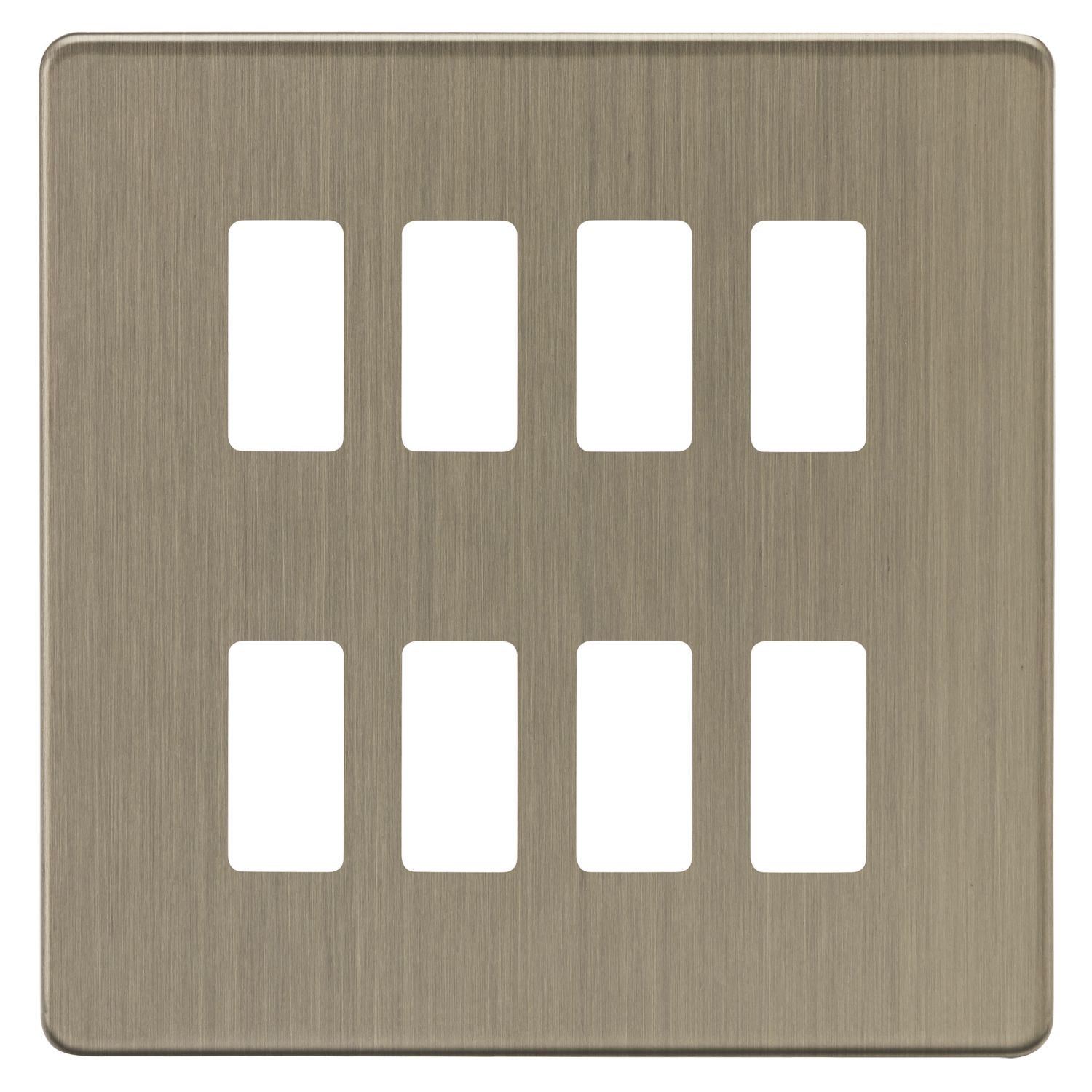 Knightsbridge 8-Module Grid Faceplate Antique Brass (585CR)