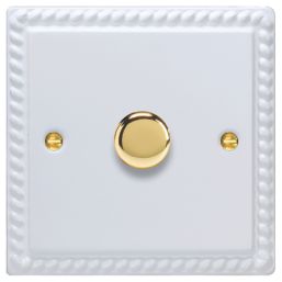 Varilight V-Pro 1-Gang 2-Way LED Dimmer Switch  Georgian White with Colour-Matched Inserts