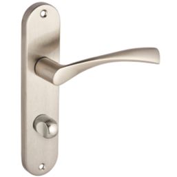 Smith & Locke Bude Fire Rated WC Door Handles Pair Brushed Nickel