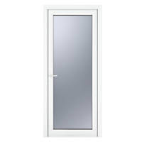 Crystal  1-Panel 1-Frosted Light RH White uPVC Back Door 2090 x 840mm