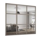 Spacepro Shaker 3-Door Sliding Wardrobe Door Kit Stone Grey Frame Mirror Panel 2592mm x 2260mm
