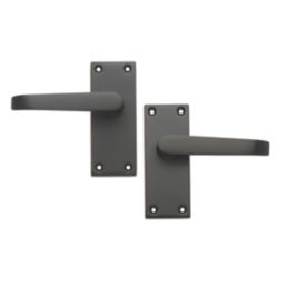 Designer Levers Victorian Fire Rated Latch Straight Lever Door Handle Pair Matt Black