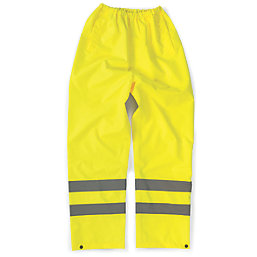 Tough Grit  Hi-Vis Waterproof Trousers Elasticated Waist Yellow / Navy XX Large 52" W 32" L