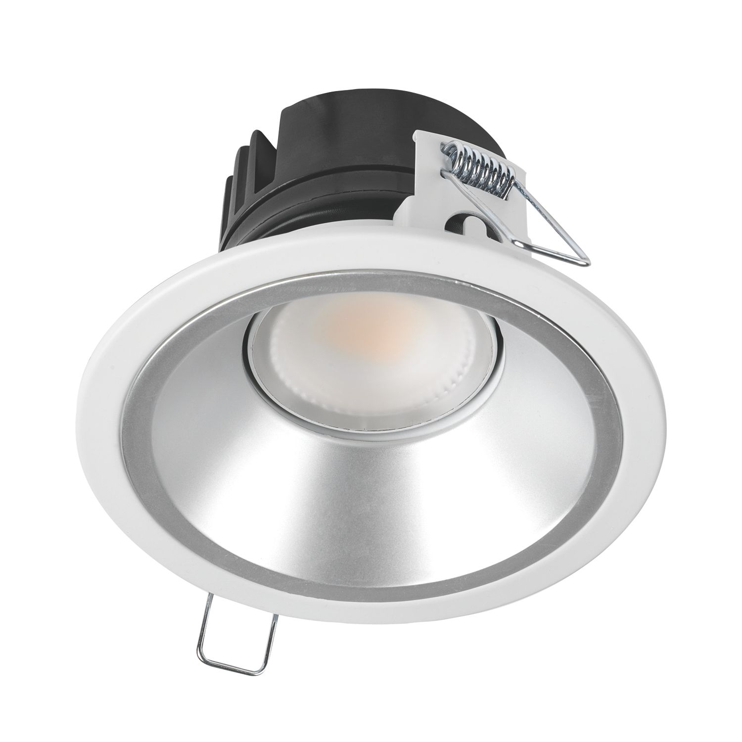 Collingwood H5 500 Silver Reflector Tilt Fire Rated LED Downlight Matt White 5W 550-600lm (585YY)