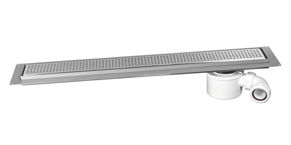 McAlpine CD800-SQ Channel Drain With Grid Brushed Stainless Steel 810mm x 150mm