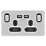 Schneider Electric Lisse Deco 13A 2-Gang SP Switched Socket + 2.1A 2-Outlet Type A USB Charger Polished Chrome with Black Inserts