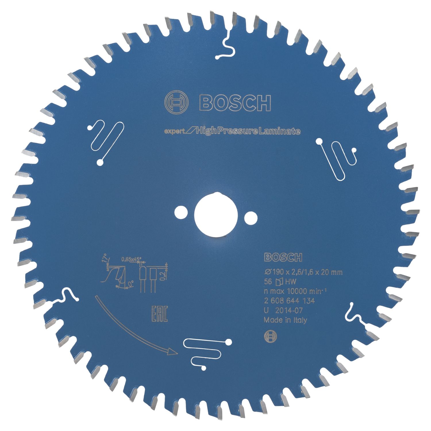 Bosch Expert High Pressure Laminate Circular Saw Blade 190mm x 20mm 56T (586KP)