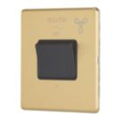 Contactum Lyric 10AX 1-Gang 3-Pole Fan Isolator Switch Brushed Brass  with Black Inserts