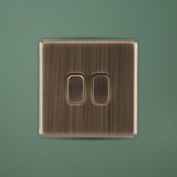 Arlec  10A 2-Gang 2-Way Light Switch  Antique Brass