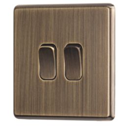 Arlec  10A 2-Gang 2-Way Light Switch  Antique Brass