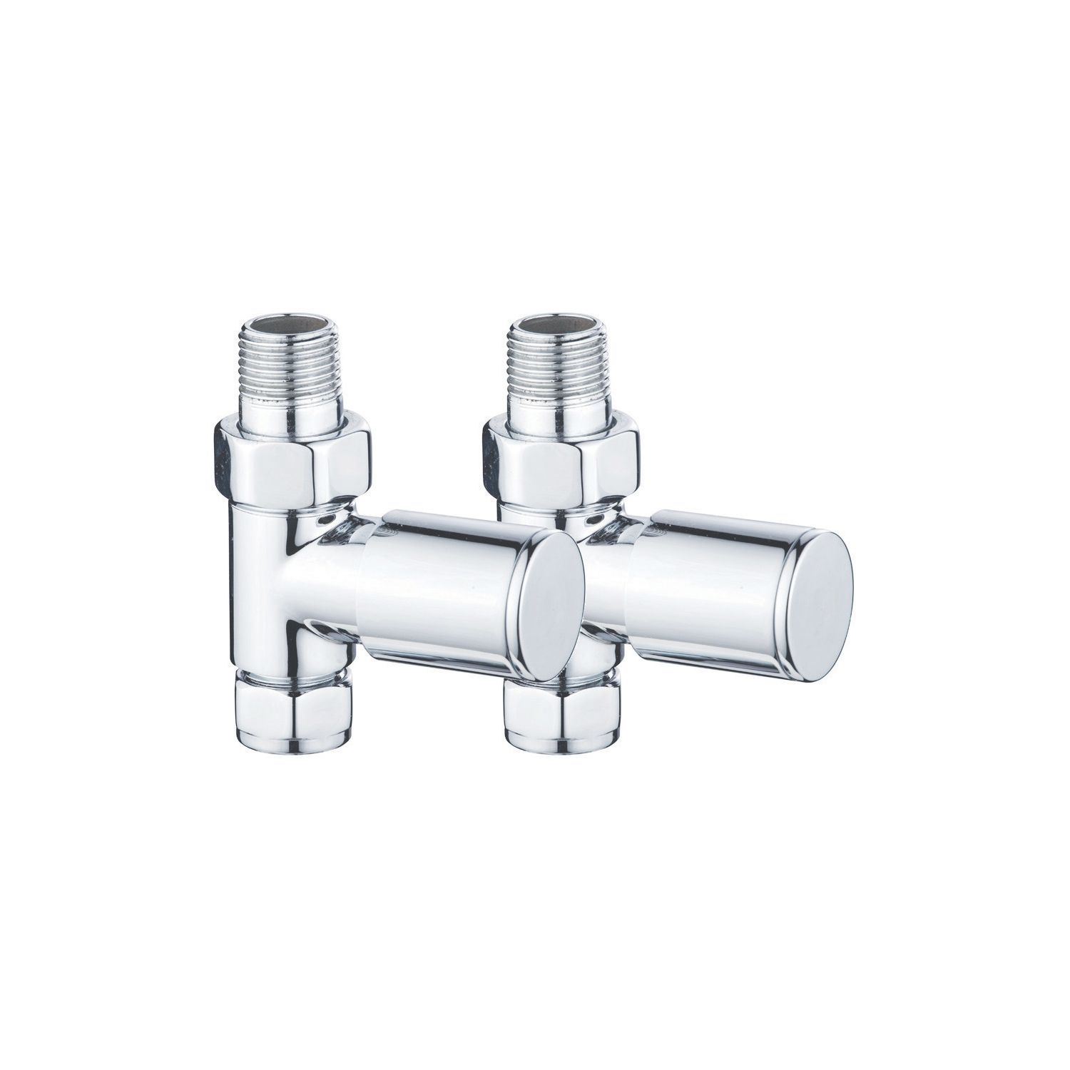 Towelrads 15mm x 1/2" Chrome Straight Designer Manual Radiator Valve & Lockshield 2 Pack (586RY)